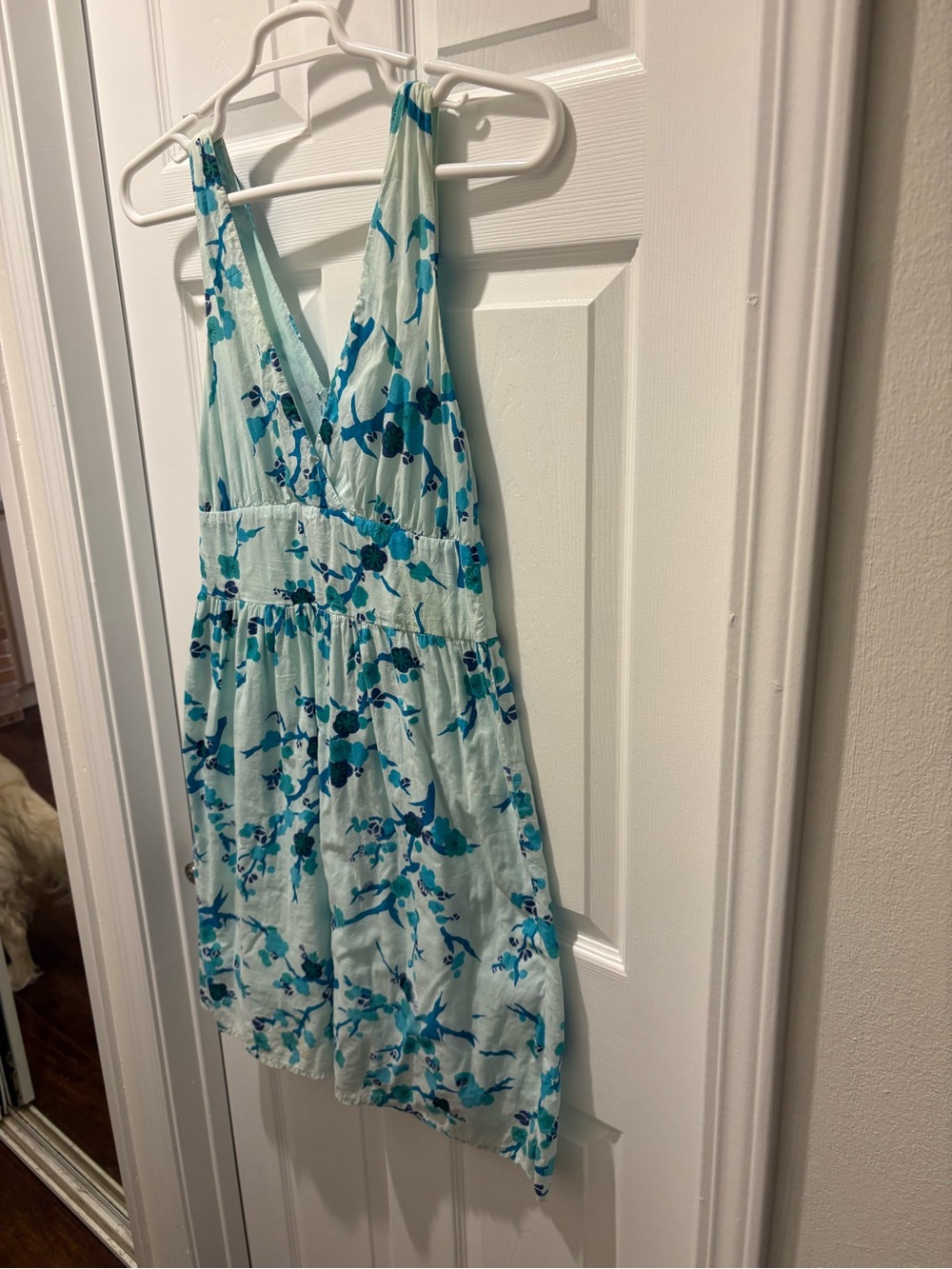 Blue Plate Aqua Blue Floral V-Neck Sundress Size M